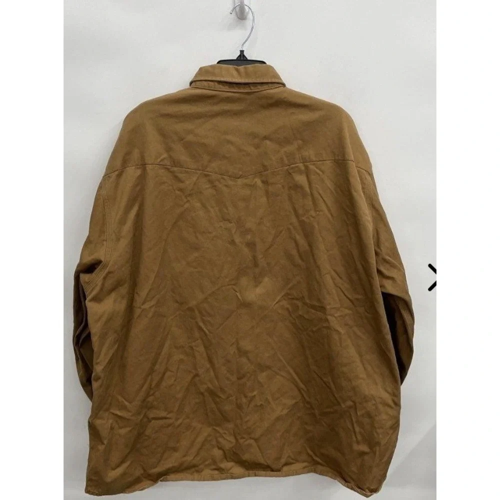 Carhartt Brown Canvas Long Sleeve Button Up Work Overshirt Mens 3XL Tall S98 BRN - Picture 2 of 4